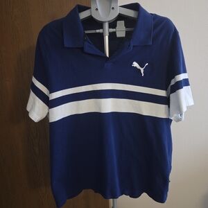 Puma Men’s Royal Blue Polo with White Stripes